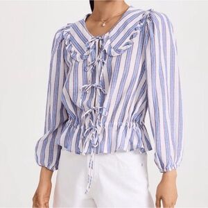 XIRENA Lulu Striped Tie-Front Top Small